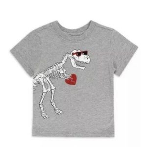 Baby Toddler 12m or 18m Boys Dino Skeleton T-Rex Heart Tee New! 🦕💔